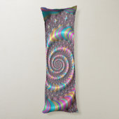 Funky Psychedelic Rainbow Unicorn Fractal Nautilus Lichaamskussen (Achterkant (Verticaal))