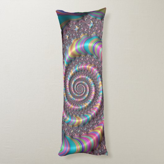 Funky Psychedelic Rainbow Unicorn Fractal Nautilus Lichaamskussen (Achterkant (Verticaal))