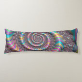 Funky Psychedelic Rainbow Unicorn Fractal Nautilus Lichaamskussen (Voorkant)