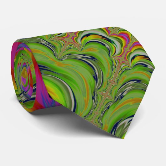 Funky Psychedelic Stripes Fractal Abstract Stropdas (Opgerold)