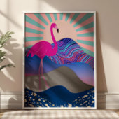 Funky psychedelisch flamingo Poster
