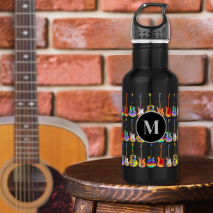 Funky psychedelische gitaar patroon Monogram Waterfles