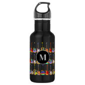 Funky psychedelische gitaar patroon Monogram Waterfles (Voorkant)