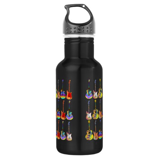 Funky psychedelische gitaar patroon Monogram Waterfles (Achterkant)