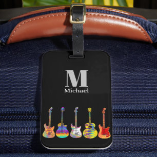 Funky Psychodelische Gitaar Monogram Bagagelabel