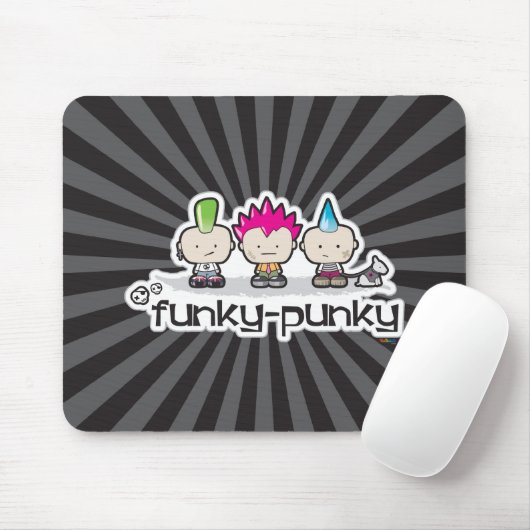 Funky-Punky Black Mousepad Muismat (Met muis)