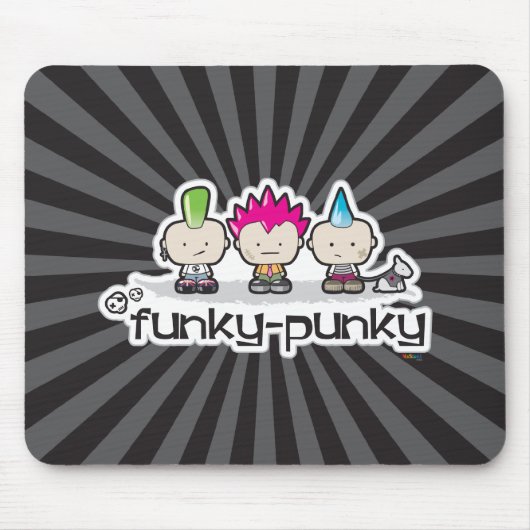 Funky-Punky Black Mousepad Muismat (Voorkant)