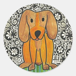 Funky Puppy Ronde Sticker