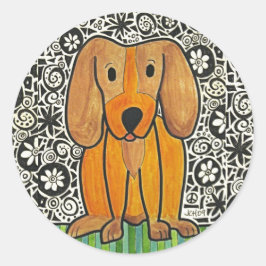 Funky Puppy Ronde Sticker