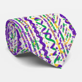 Funky Purple Green Gold Stripes Mardi Gras Festive Stropdas (Opgerold)