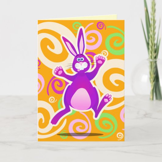 Funky rabbit, wenskaart kaart (Voorkant)