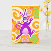 Funky rabbit, wenskaart kaart (Gele Bloem)