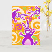 Funky rabbit, wenskaart kaart (Gele Bloem)