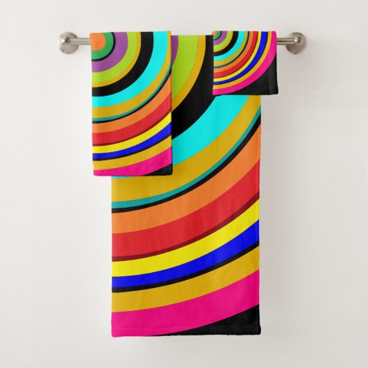 Funky Rainbow Circles Bulls Oogontwerp Bad Handdoek (Insitu)