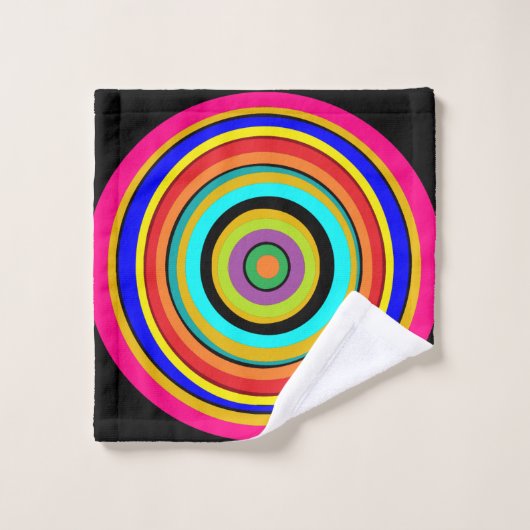Funky Rainbow Circles Bulls Oogontwerp Bad Handdoek (Wasdoekje)