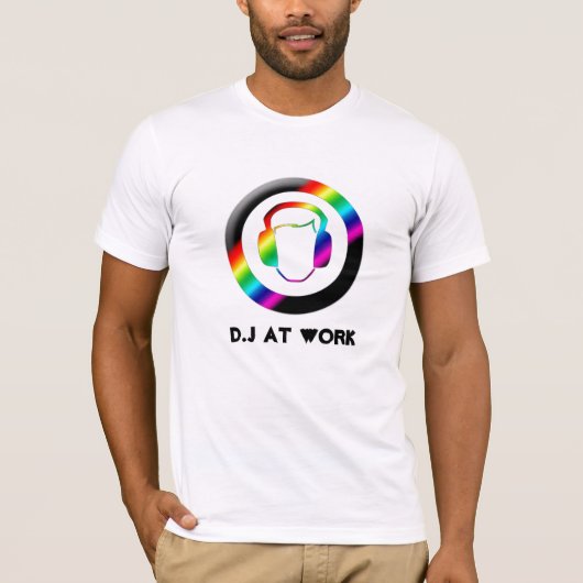 Funky Rainbow D.J AT WORK Tshirt (Voorkant)