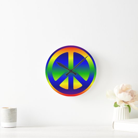 Funky Rainbow Peace Symbol Ronde Klok (Huis)