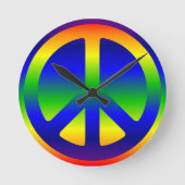 Funky Rainbow Peace Symbol Ronde Klok (Voorkant)