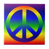 Funky Rainbow Peace Symbol Tegeltje (Voorkant)