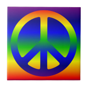 Funky Rainbow Peace Symbol Tegeltje