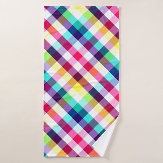 Funky Rainbow Plaid Patroon Badhanddoek (Badhanddoek)