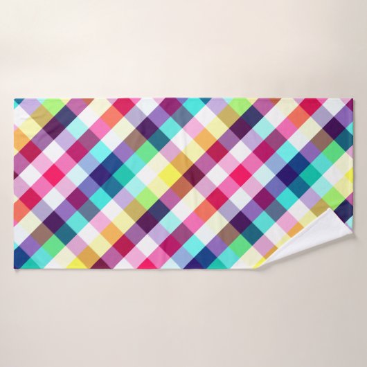 Funky Rainbow Plaid Patroon Badhanddoek (Badhanddoek)