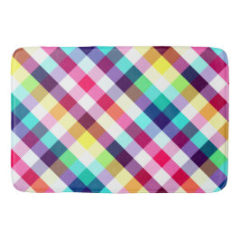 Funky Rainbow Plaid Patroon Grote Badmat
