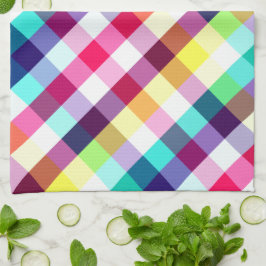 Funky Rainbow Plaid Patroon Keukenhanddoek