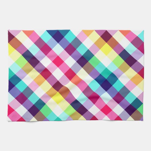 Funky Rainbow Plaid Patroon Keukenhanddoek (Horizontaal)