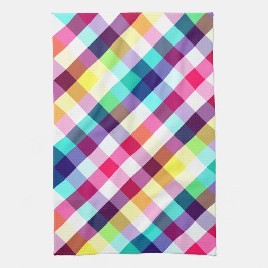 Funky Rainbow Plaid Patroon Keukenhanddoek (Verticaal)