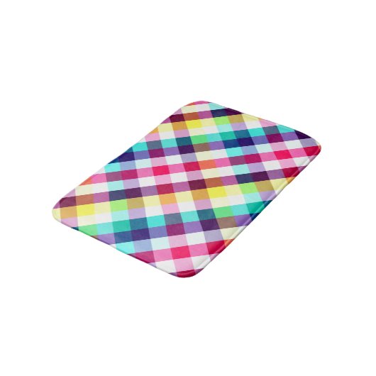 Funky Rainbow Plaid Patroon Kleine Badmat (Gekanteld)