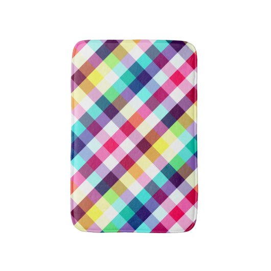 Funky Rainbow Plaid Patroon Kleine Badmat (Voorkant Verticaal)