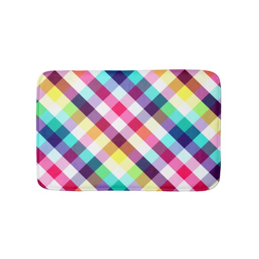 Funky Rainbow Plaid Patroon Kleine Badmat (Voorkant)