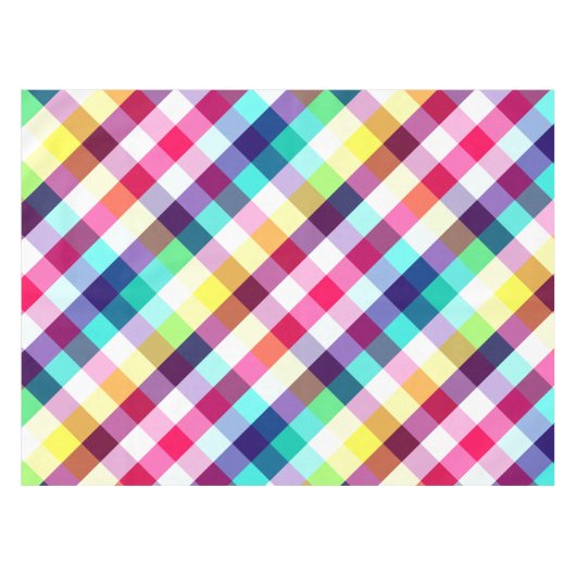 Funky Rainbow Plaid Patroon Kleine Tafelkleed (Voorkant (Horizontaal))