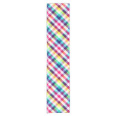 Funky Rainbow Plaid Patroon Kleine Tafelloper (Voorkant)