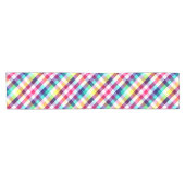 Funky Rainbow Plaid Patroon Kleine Tafelloper (Horizontaal)
