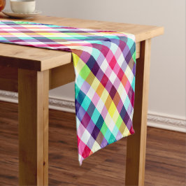 Funky Rainbow Plaid Patroon Kleine Tafelloper