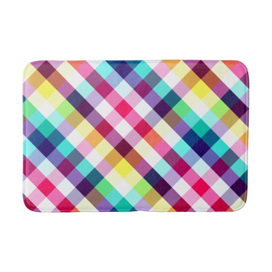 Funky Rainbow Plaid Patroon Medium Bath Mat (Voorkant)