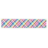 Funky Rainbow Plaid Patroon Medium Table Runner Medium Tafelloper (Horizontaal)