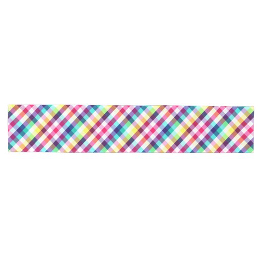 Funky Rainbow Plaid Patroon Medium Table Runner Tafelloper (Horizontaal)