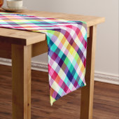 Funky Rainbow Plaid Patroon Medium Table Runner Tafelloper (Voorbeeld)