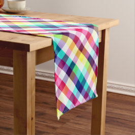 Funky Rainbow Plaid Patroon Medium Table Runner Tafelloper