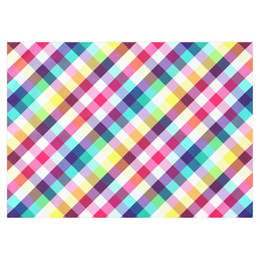 Funky Rainbow Plaid Patroon Medium Tafelkleed (Voorkant (Horizontaal))