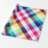 Funky Rainbow Plaid Patroon Wrapping Paper Cadeaupapier (Uitgerold)