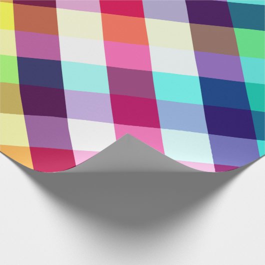 Funky Rainbow Plaid Patroon Wrapping Paper Cadeaupapier (Hoek)