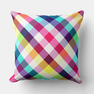 Funky Rainbow Plaid Pattern Groot Sierkussen
