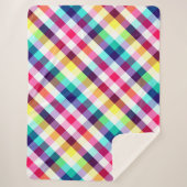 Funky Rainbow Plaid Pattern Grote Sherpa Deken (Voorkant)
