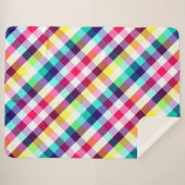 Funky Rainbow Plaid Pattern Grote Sherpa Deken (Voorkant (horizontaal))