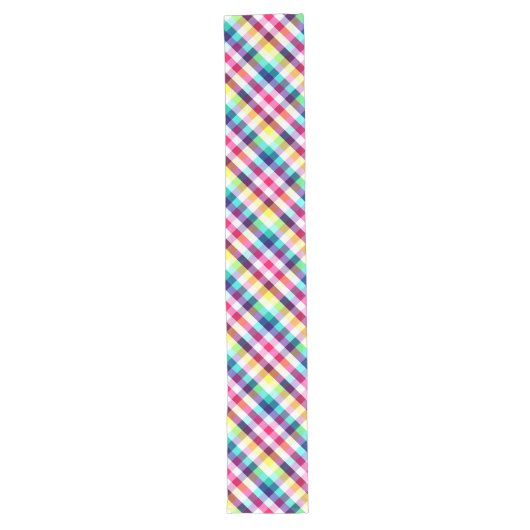 Funky Rainbow Plaid Pattern Grote Tafelloper (Voorkant)