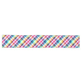 Funky Rainbow Plaid Pattern Grote Tafelloper (Horizontaal)